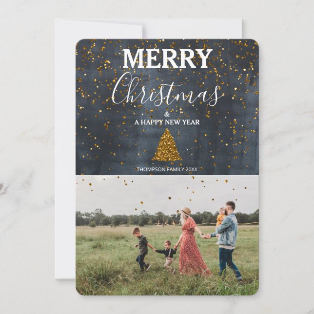 Tarjeta de Navidades familiares de fotos de person (Anverso)