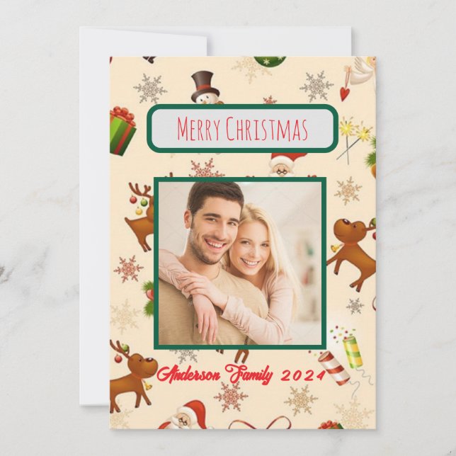 Tarjeta de Navidades familiares de fotos de person (Anverso)