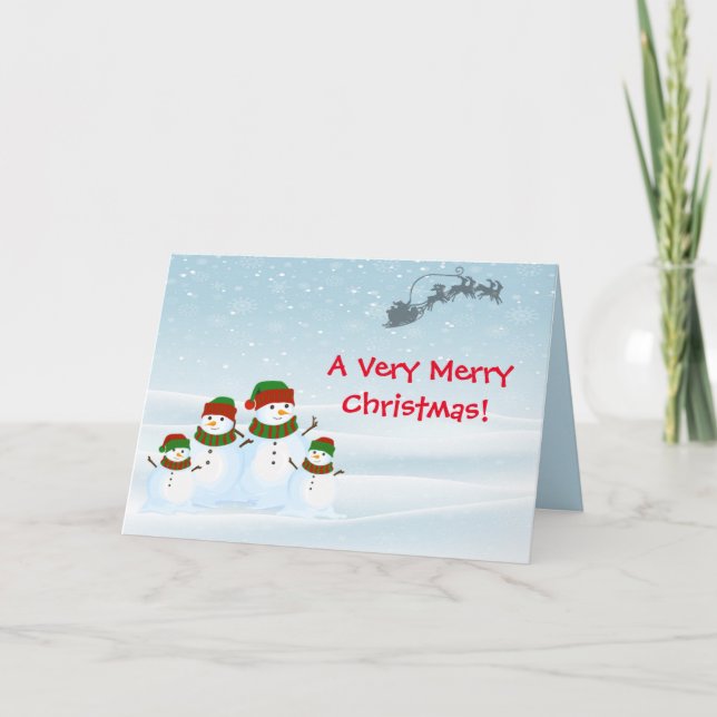 TARJETA DE NAVIDADES FAMILIARES DE SNOWMEN (Anverso)