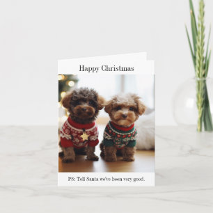 Tarjeta de Navidades felices a los cachorros de pe