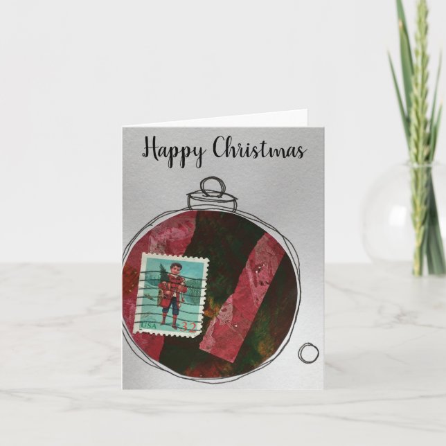 Tarjeta de Navidades felices - adorno dibujado a m (Anverso)