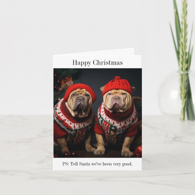 Tarjeta de Navidades felices de Shar Pei (Anverso)