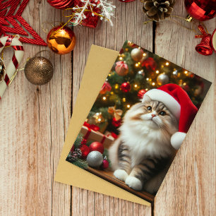 Tarjeta de Navidades felinos festivos