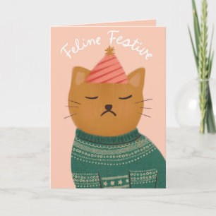 Tarjeta de Navidades felinos Grumpy festivos