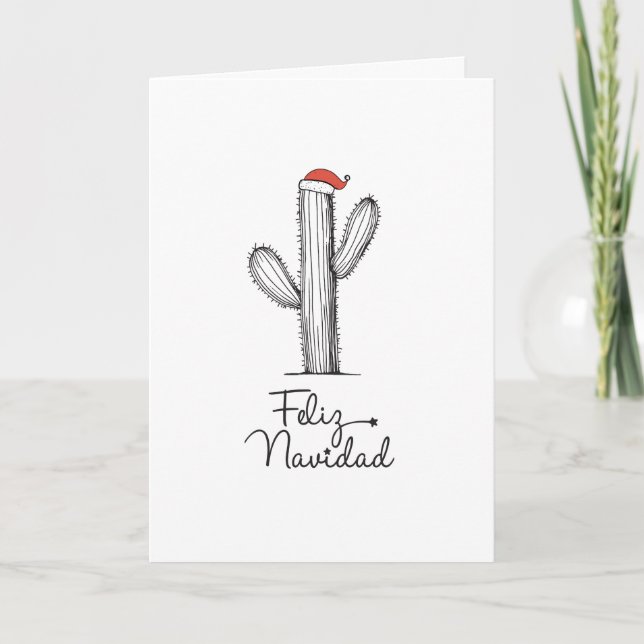 Tarjeta de Navidades Feliz Navidad Cactus (Anverso)