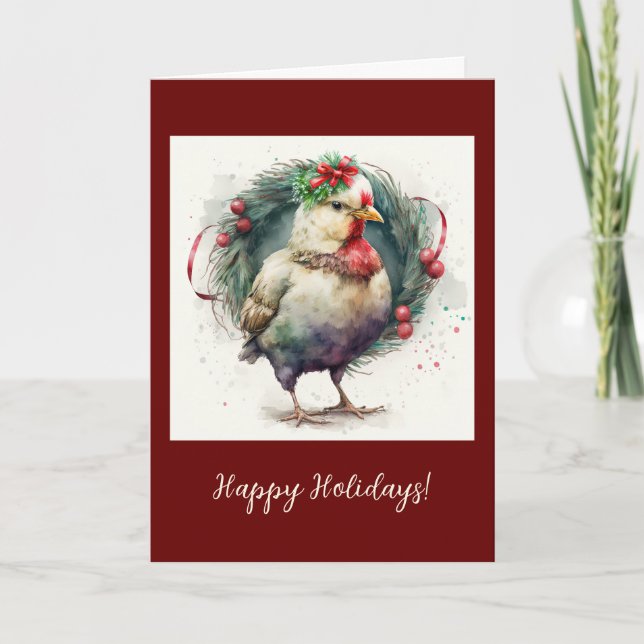 Tarjeta de Navidades/festividad plegada de pollo f (Anverso)