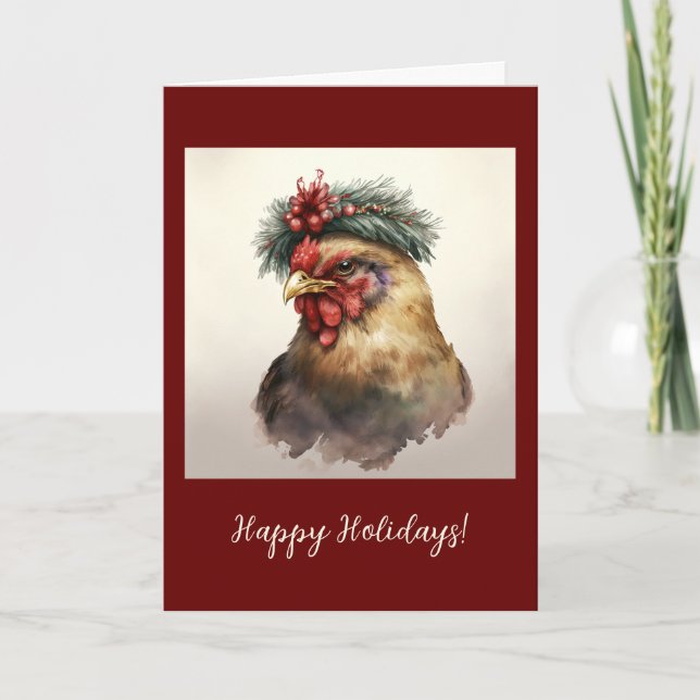 Tarjeta de Navidades/festividad plegada de pollo f (Anverso)