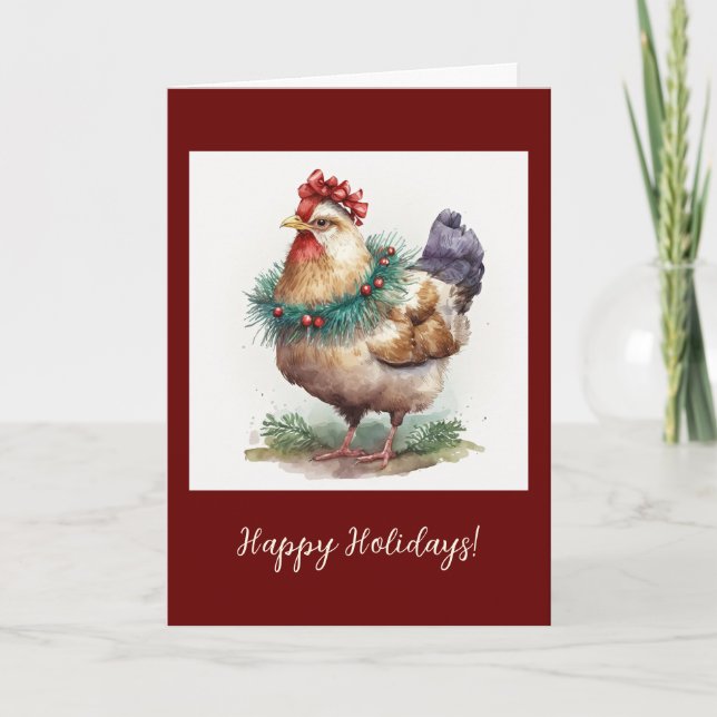 Tarjeta de Navidades/festividad plegada de pollo f (Anverso)