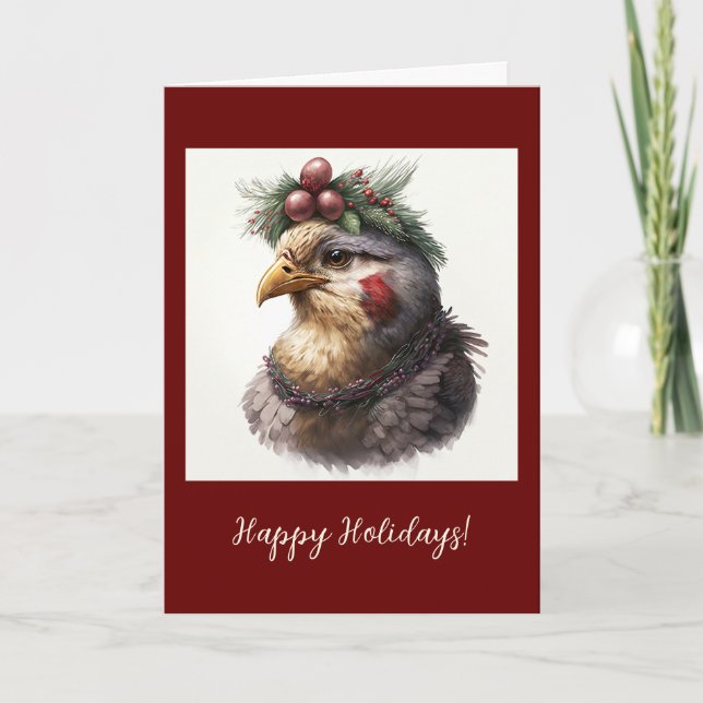Tarjeta de Navidades/festividad plegada de pollo f (Anverso)