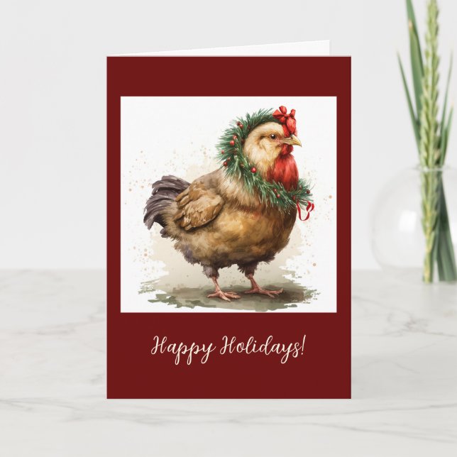 Tarjeta de Navidades/festividad plegada de pollo f (Anverso)