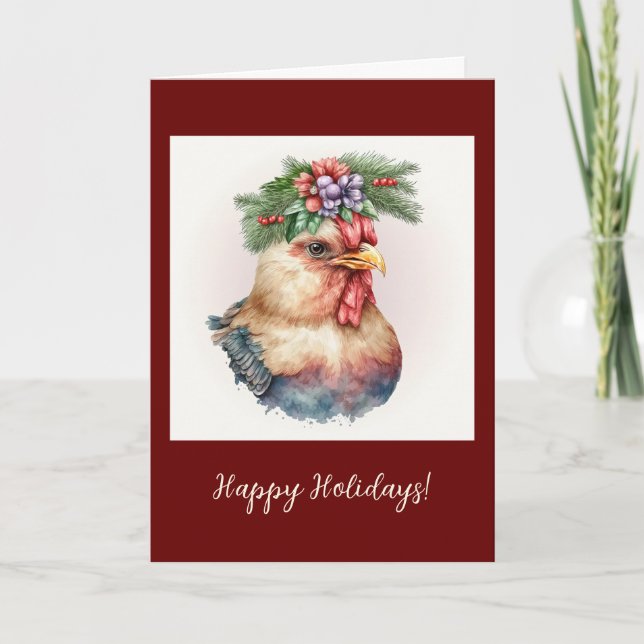 Tarjeta de Navidades/festividad plegada de pollo f (Anverso)