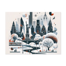 Tarjeta de Navidades festivos de la ciudad de Nuev