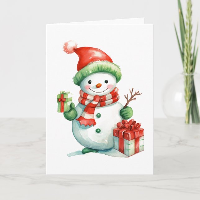 Tarjeta de Navidades festivos de Snowman ⛄ - Tarje (Anverso)