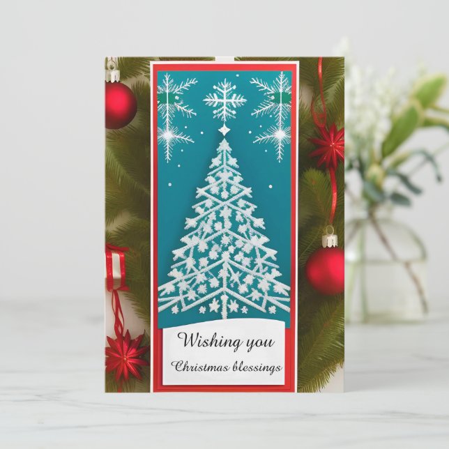 Tarjeta de Navidades festivos para copas de nieve (Anverso de pie)