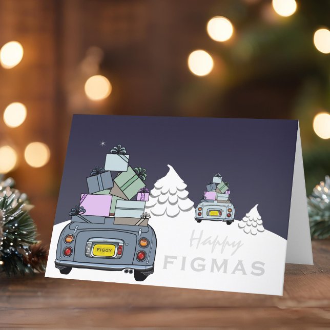 Tarjeta de Navidades Figmas Feliz para Coche Figar (Happy Fig-mas! A fun figgy themed christmas card to send to your car! (or your figgy loving friends))