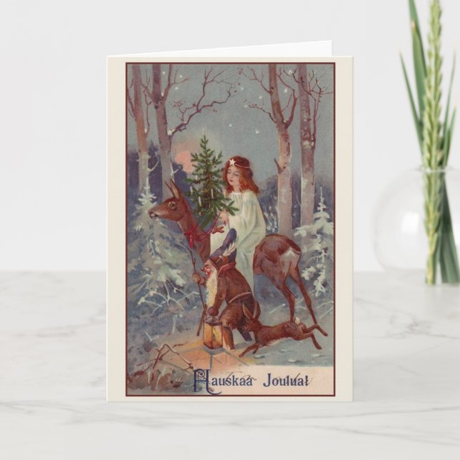 Tarjeta de Navidades finlandeses vintage Hauskaa J (Anverso)