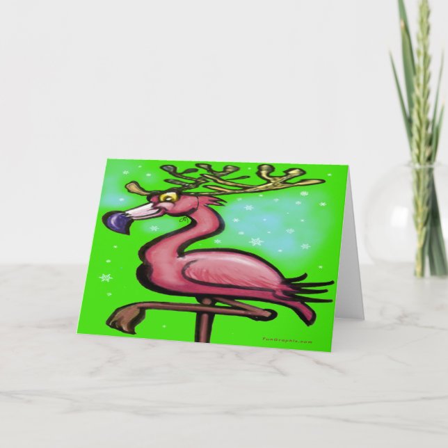 Tarjeta de Navidades Flamingo (Anverso)