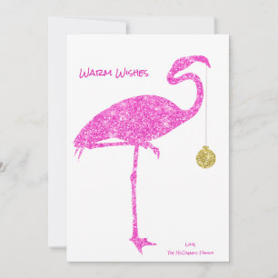 TARJETA DE NAVIDADES FLAMINGO Purpurina rosa tro