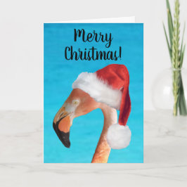 Tarjeta de Navidades Flamingo Rosa Feliz Navidad