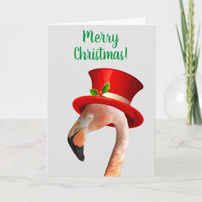 Tarjeta de Navidades Flamingo Rosa Feliz Navidad (Anverso)