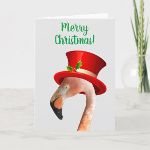 Tarjeta de Navidades Flamingo Rosa Feliz Navidad