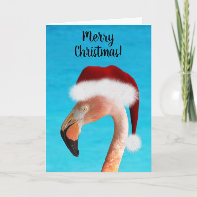 Tarjeta de Navidades Flamingo Rosa Feliz Navidad (Anverso)