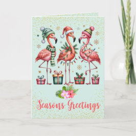 Tarjeta de Navidades Flamingo Tropical