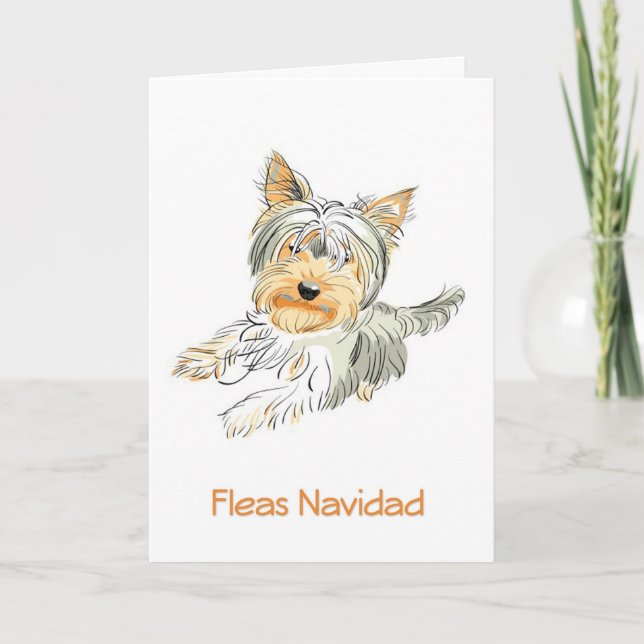 Tarjeta de Navidades Fleas Navidad Cute Terrier (Anverso)
