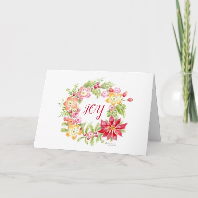 Tarjeta de Navidades Floral Medley Holiday Wreath (Anverso)