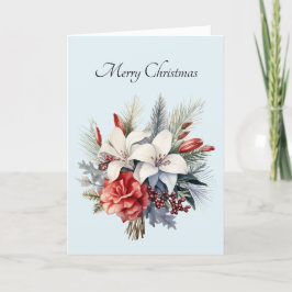 Tarjeta de Navidades Florales Azul Ice