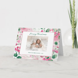 Tarjeta de Navidades florales con foto de Berry Ro