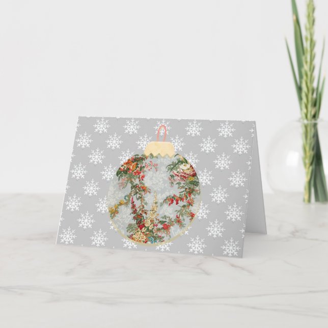 Tarjeta de Navidades florales de copo de nieve de  (Anverso)