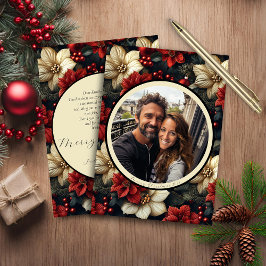 Tarjeta de Navidades florales de época