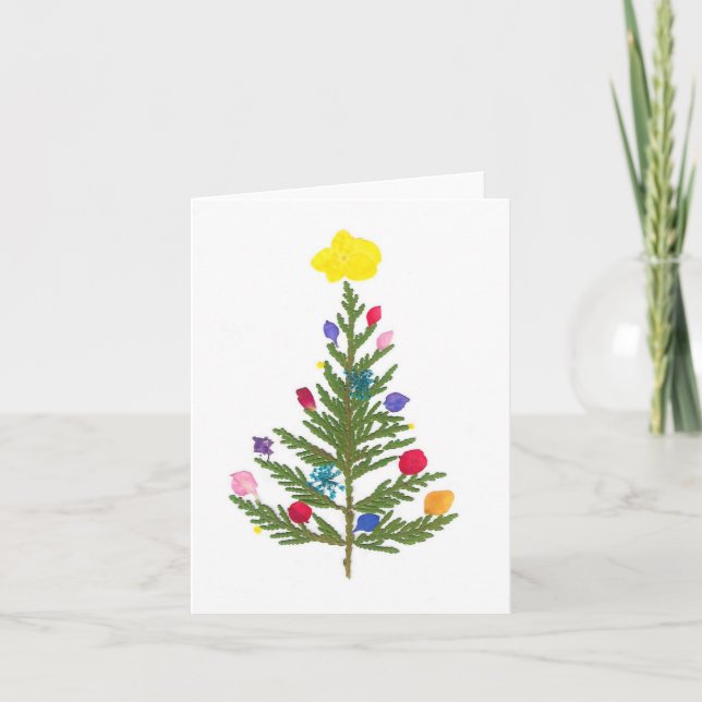 Tarjeta de Navidades florales presionados (Anverso)