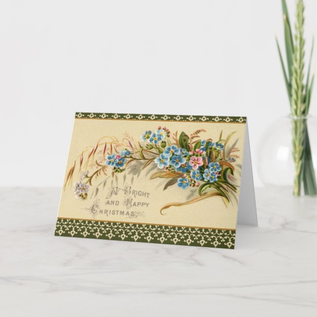 Tarjeta de Navidades florales vintage (Anverso)