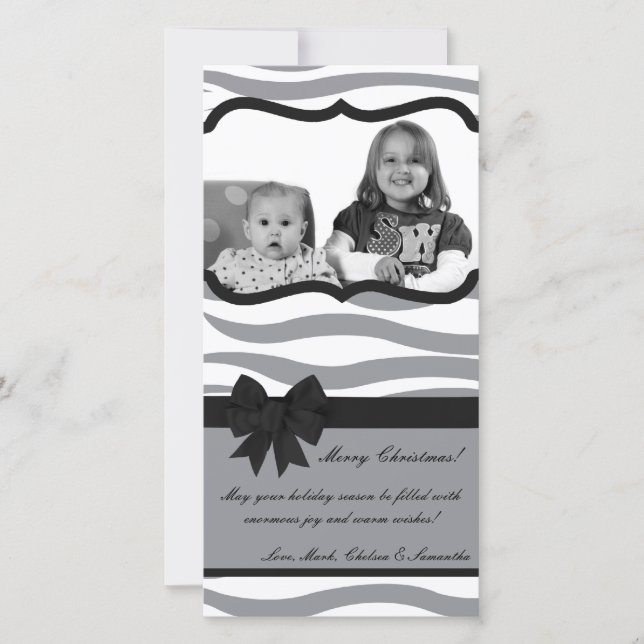 Tarjeta de Navidades FOTOGRÁFICO de Cebra Negra Gr (Anverso)