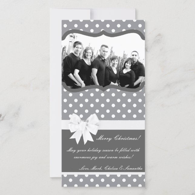 Tarjeta de Navidades FOTOGRÁFICO de Punto de Polka (Anverso)