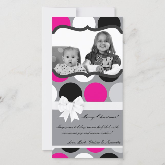 Tarjeta de Navidades FOTOGRÁFICO de Punto de Polka (Anverso)