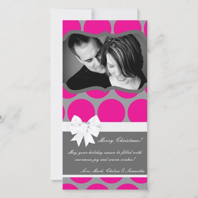 Tarjeta de Navidades FOTOGRÁFICO de Punto de Polka (Anverso)