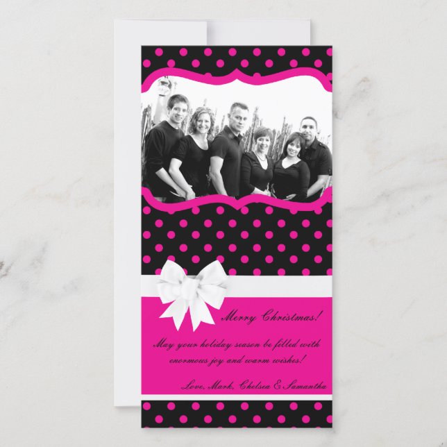 Tarjeta de Navidades FOTOGRÁFICO de Punto de Polka (Anverso)
