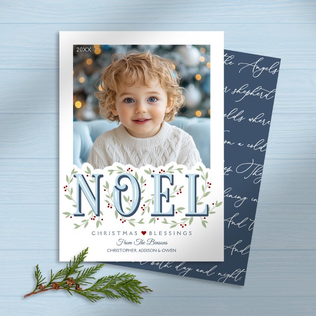 Tarjeta de Navidades fotográficos blancos Noel Ele (Shown on a 5" x 7" card)