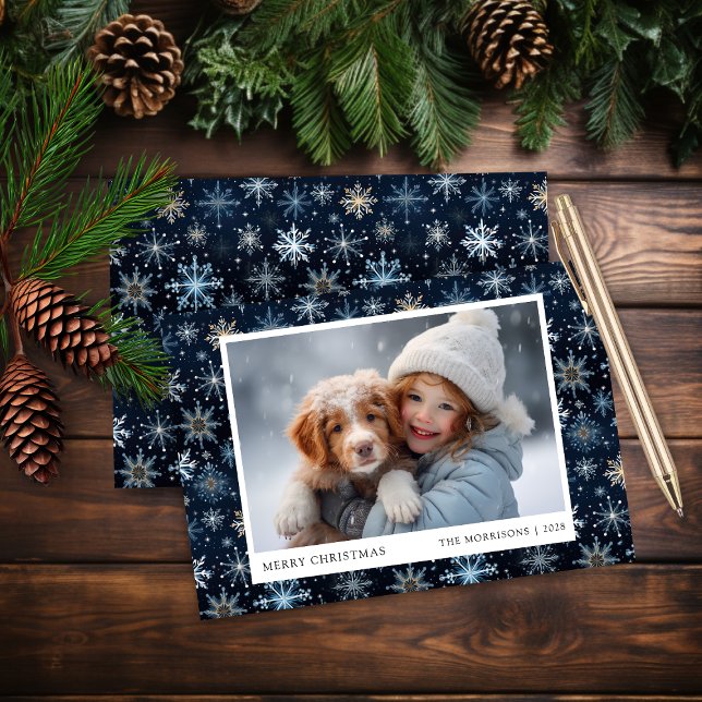 Tarjeta de Navidades fotográficos Blue Snowflake d (Subido por el creador)