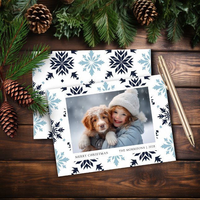 Tarjeta de Navidades fotográficos Blue Snowflake L (Subido por el creador)