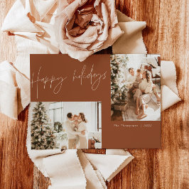 Tarjeta de Navidades fotográficos Boho Terracotta