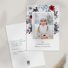 Tarjeta de Navidades fotográficos botánicos rojos 