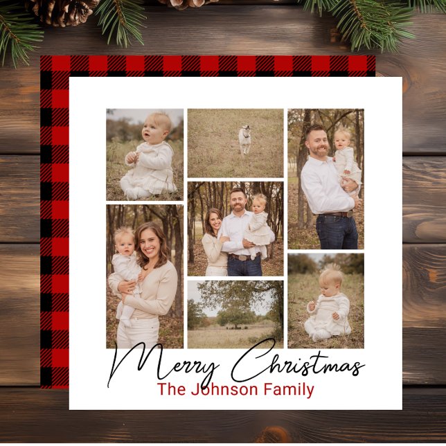 Tarjeta de Navidades fotográficos Buffalo Plaid 7 (Subido por el creador)