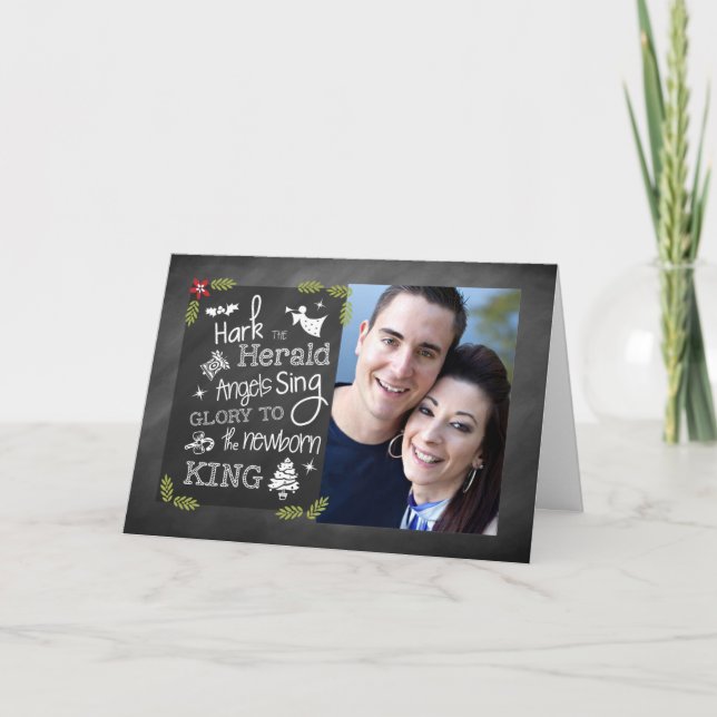 Tarjeta de Navidades fotográficos, Chalkboard, Har (Anverso)