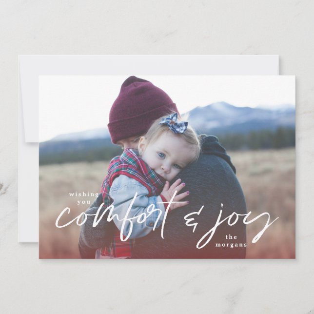 Tarjeta de Navidades fotográficos Comfort & Joy (Anverso)
