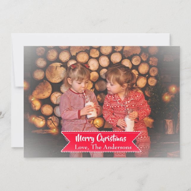 Tarjeta de Navidades fotográficos con bordes antic (Anverso)