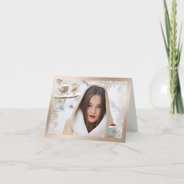 Tarjeta de Navidades fotográficos con copos de nie (Anverso)